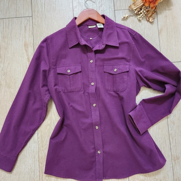 L.L. Bean Tops - L.L BEAN Women's purple Shirt button down Size Large